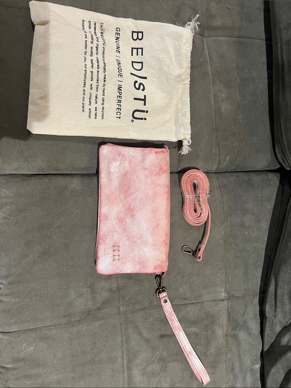 Pink Leather Wristlet Crossbody Bag